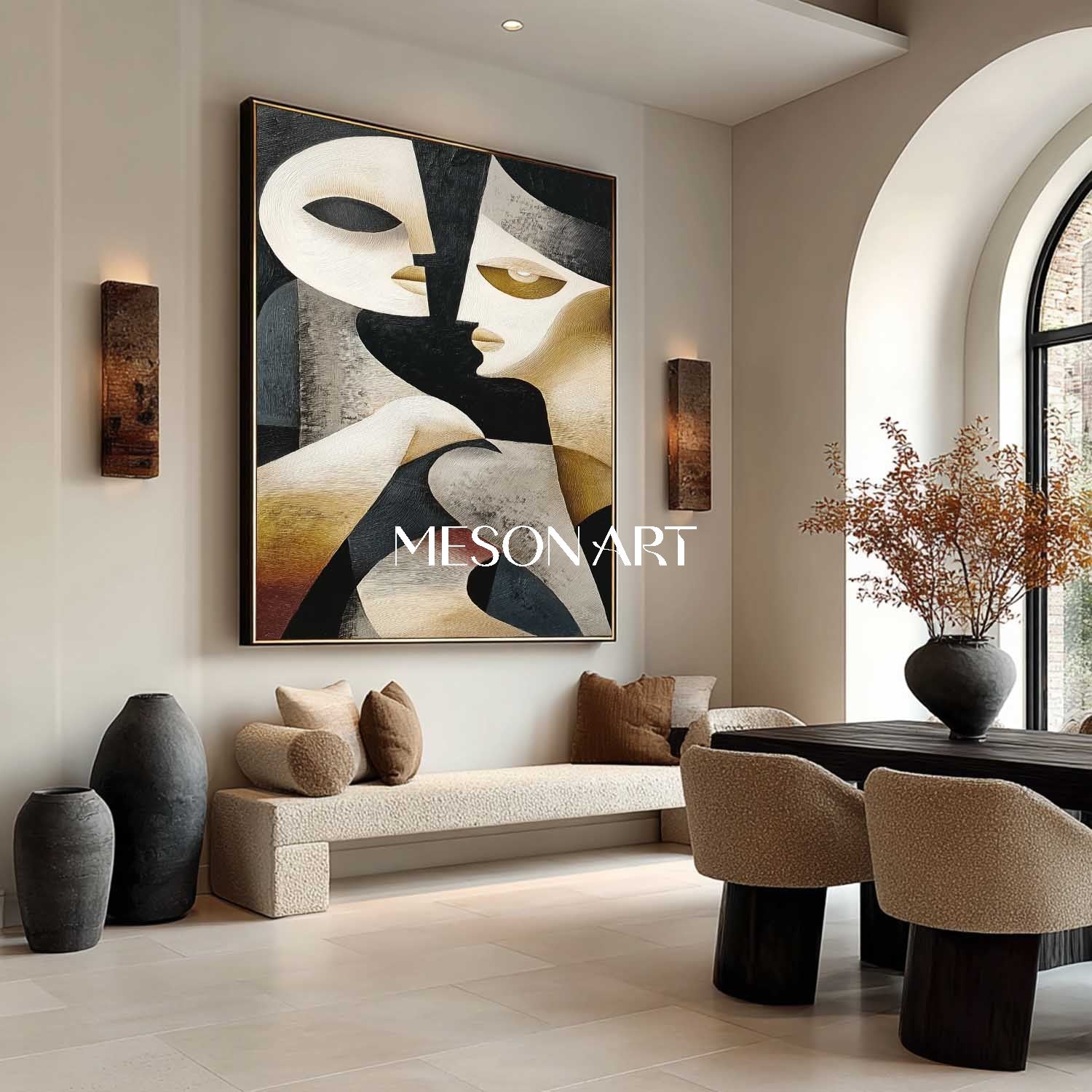 Contemporary Cubist Portrait Art Large Abstract Picasso Style Canvas