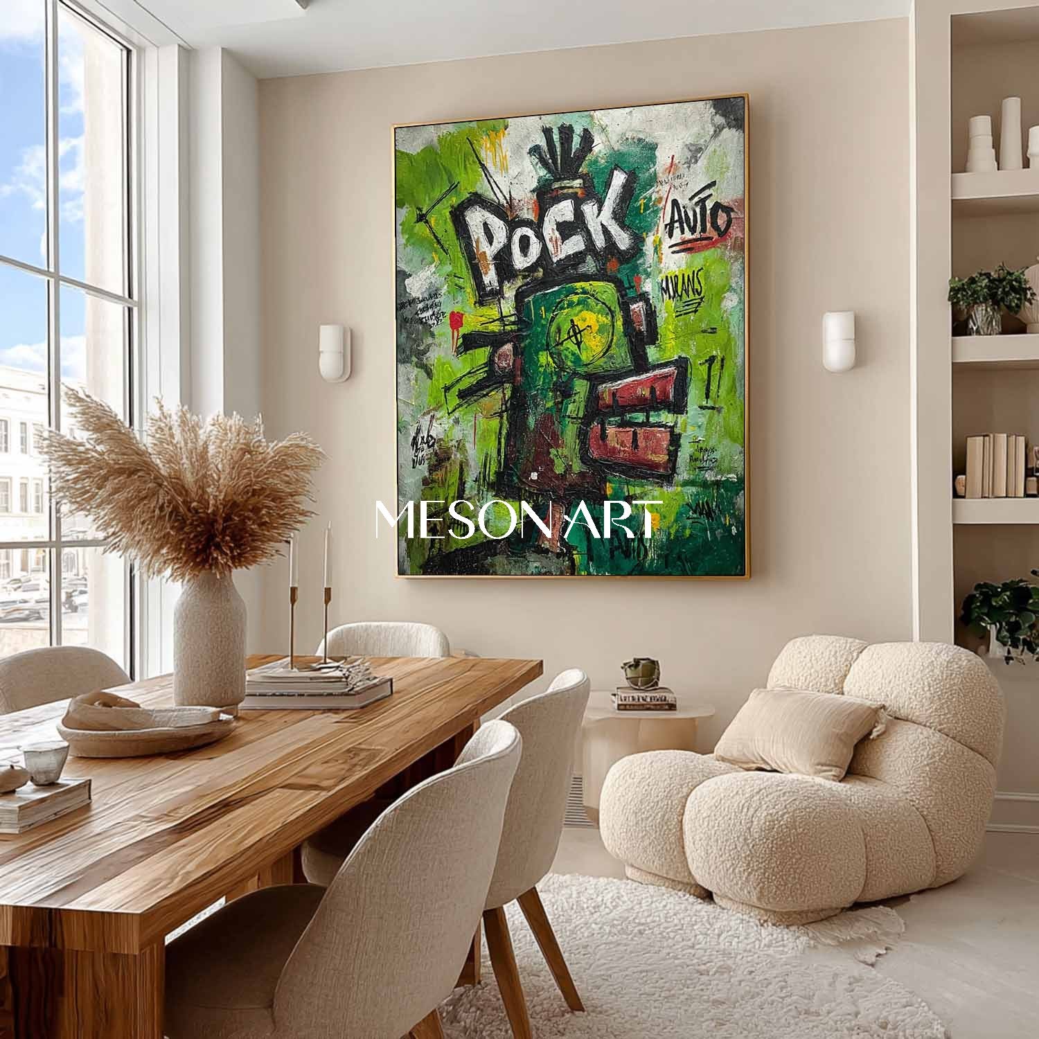 Abstract Graffiti Expressionist Painting Basquiat Inspired Wall Art