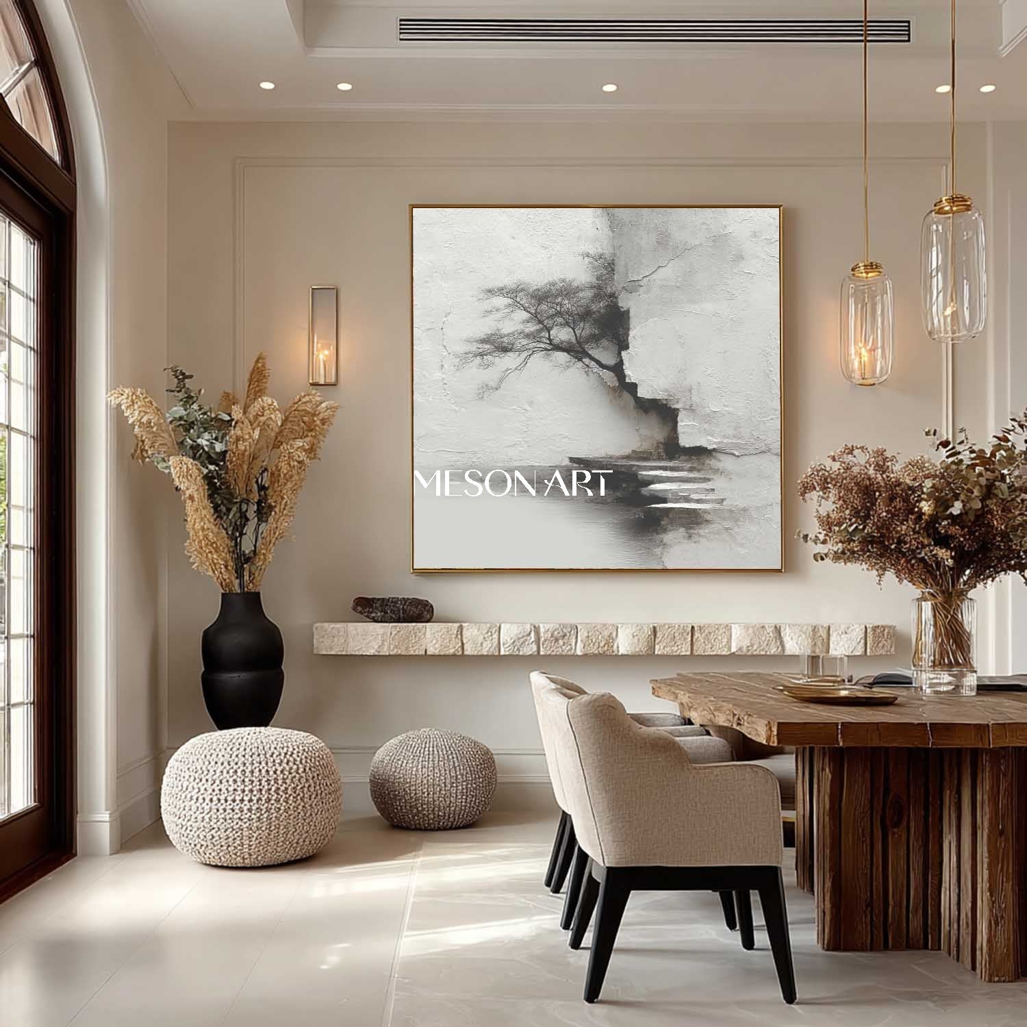 Modern ink landscape painting Black and white wabi-sabi art Landscape Japanese painting