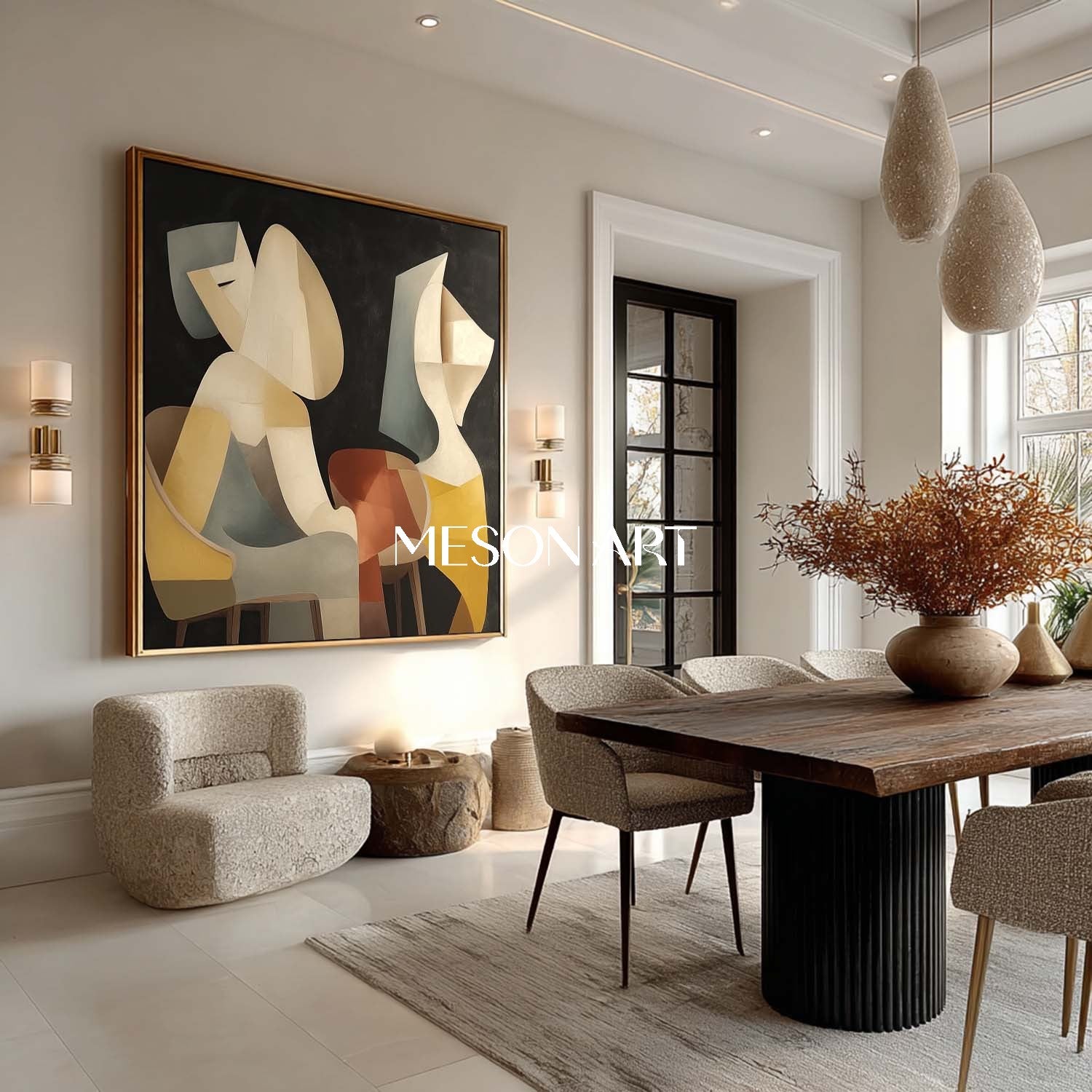 Original Cubism Canvas Modern Abstract Picasso Style Painting Wall Art