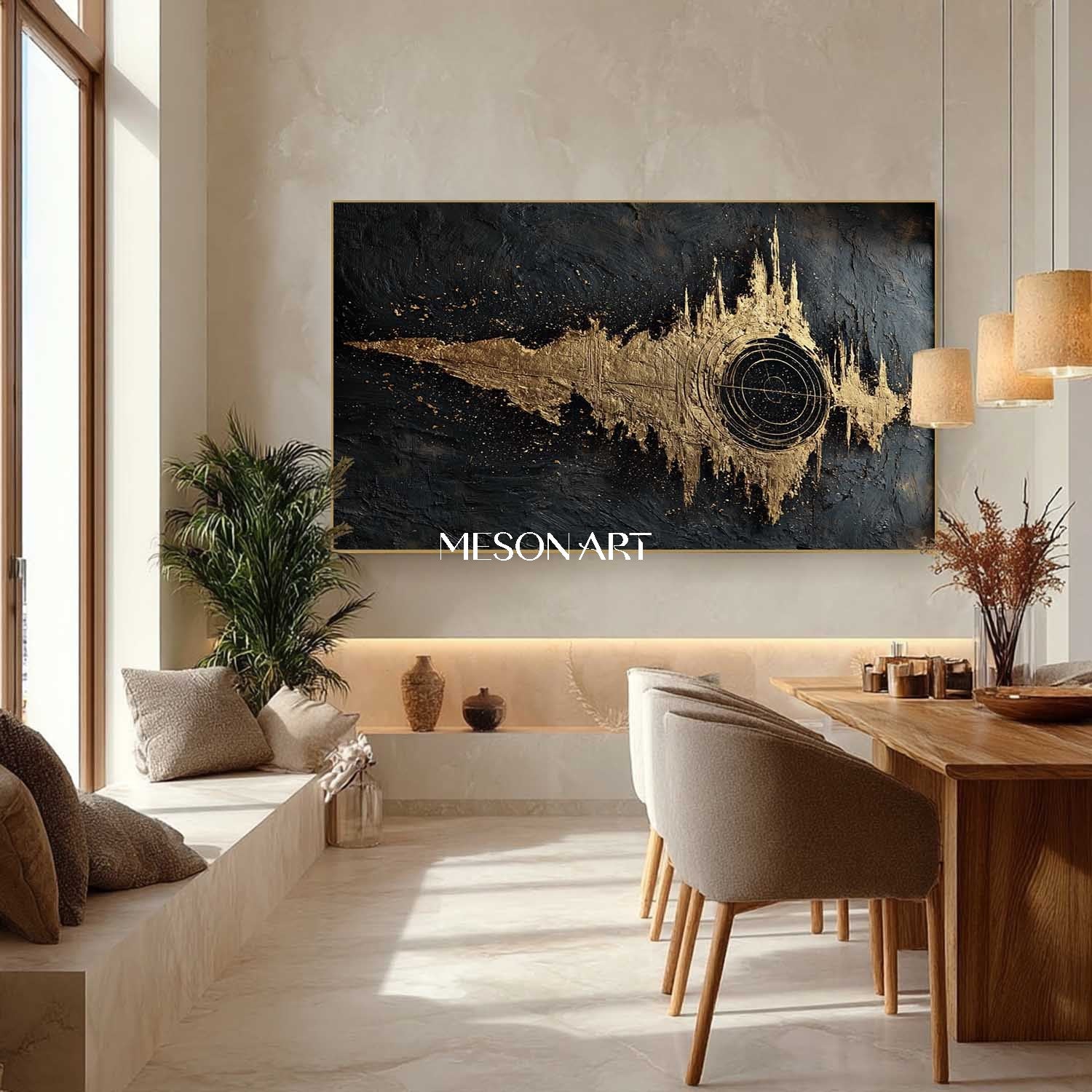 Black and gold abstract texture art canvas Black gold wall art decor Black night sky abstract art