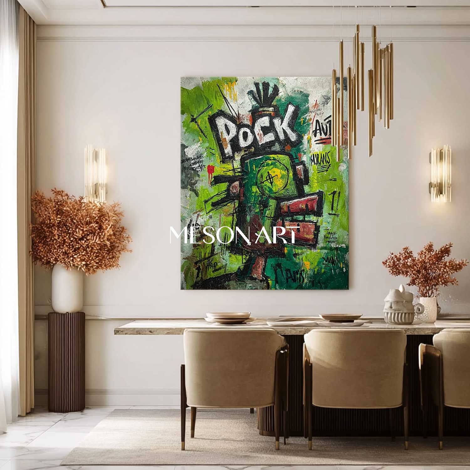 Abstract Graffiti Expressionist Painting Basquiat Inspired Wall Art
