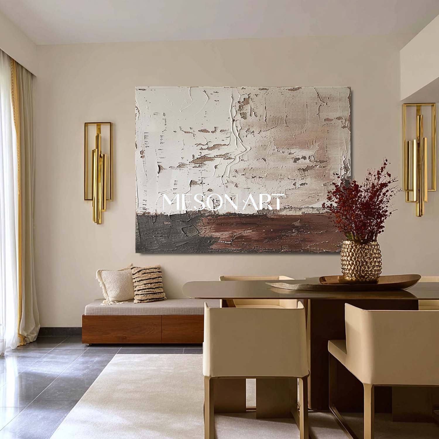 Minimalist Wabi-Sabi Painting – Neutral Tones & Rustic Texture