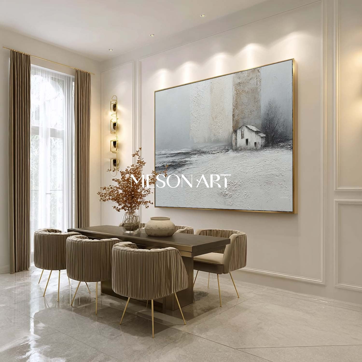 Gray Landscape Abstract Art Gray Minimalist Wall Art Living Room Decor