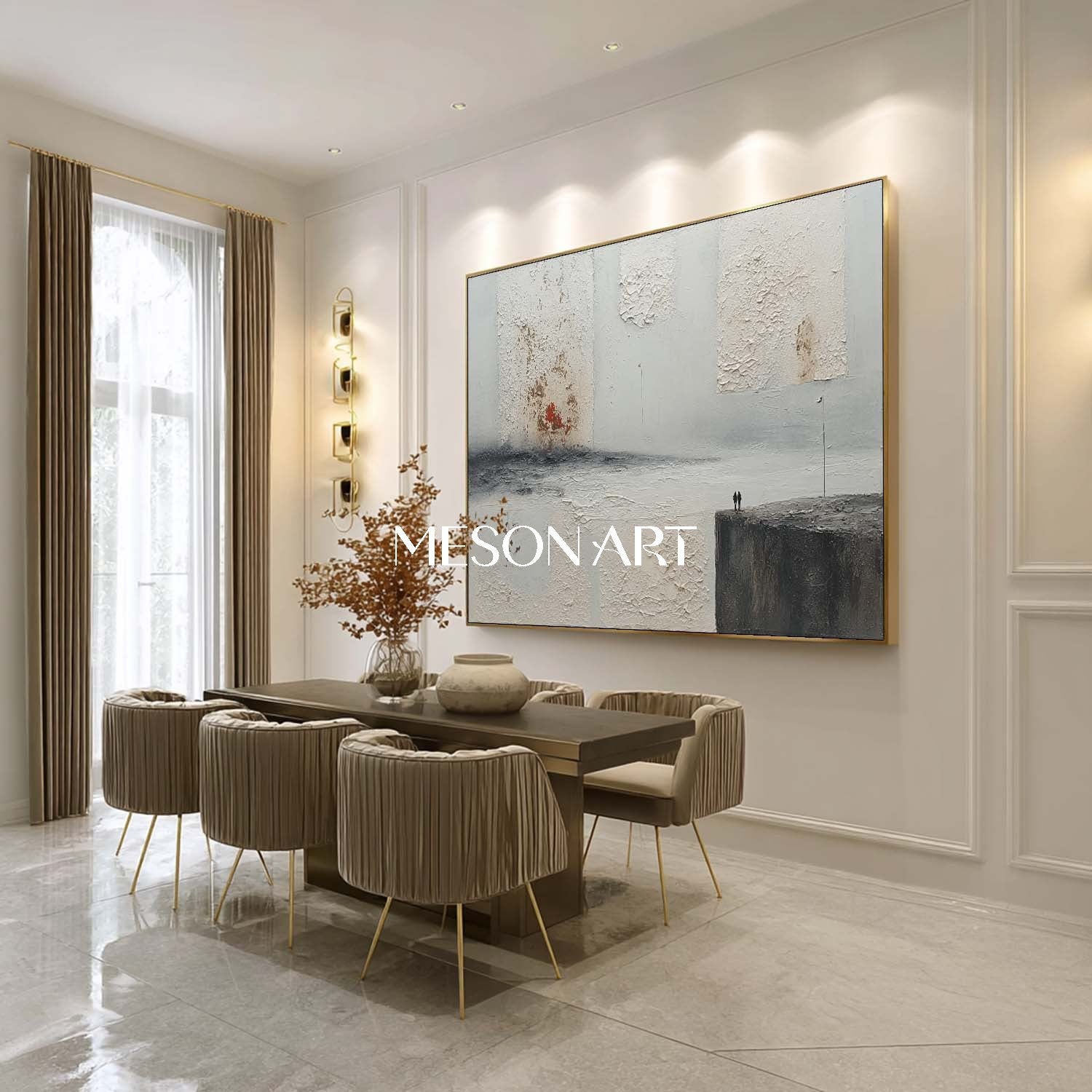 Horizontal Grey Abstract Art for Sale 3D Grey Abstract Wall Art Decor