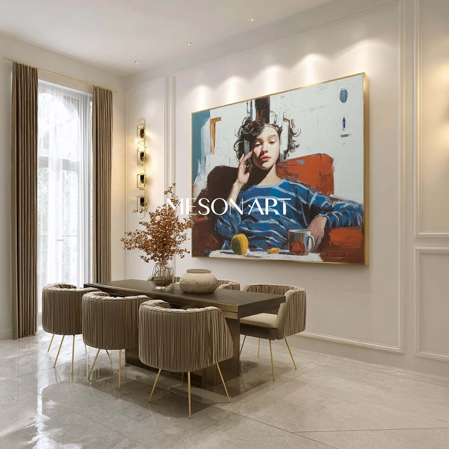 Hyperrealist Portrait Oil Painting – Modern Figurative Wall Art