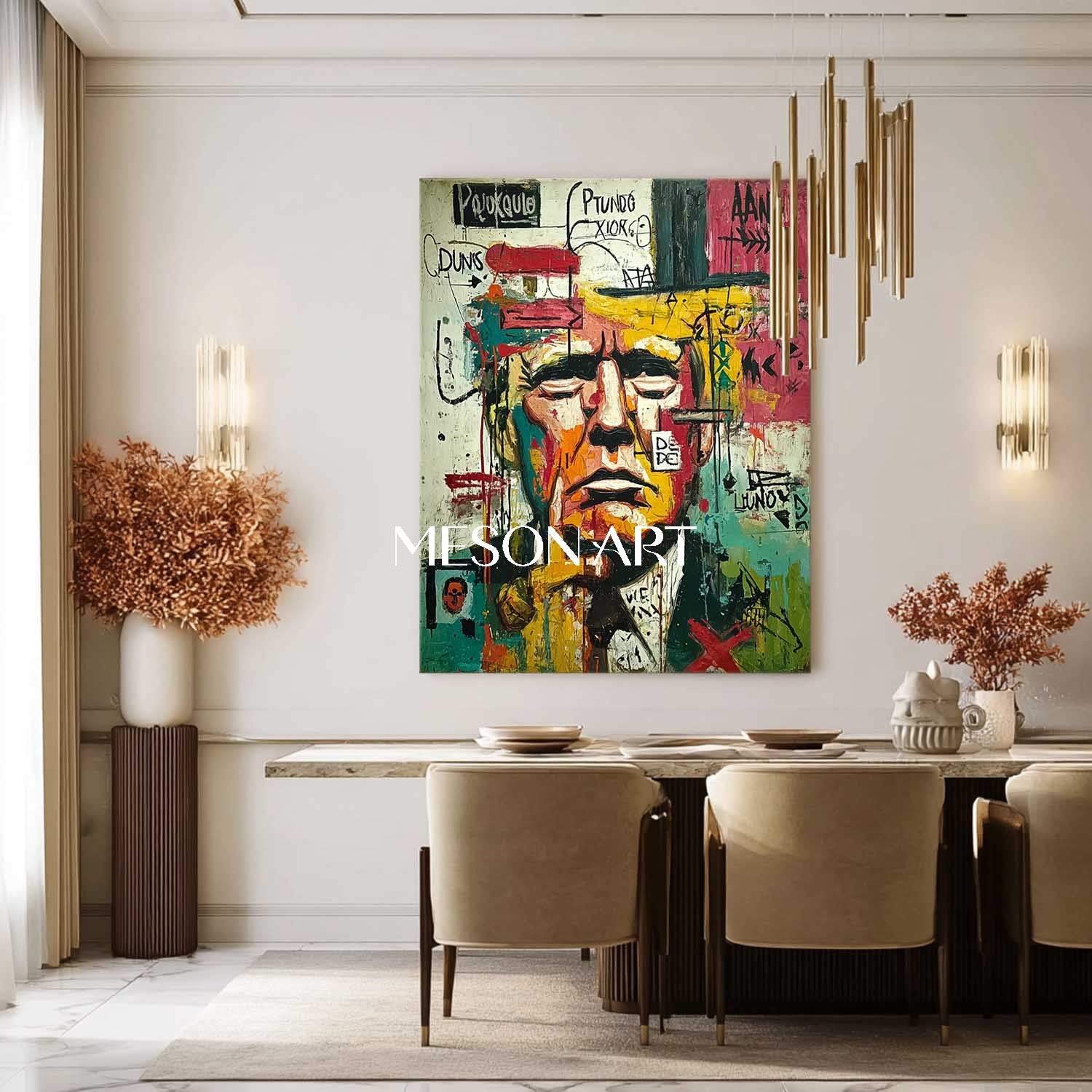 Contemporary Graffiti Portrait Painting Bold Color Expressionist Style