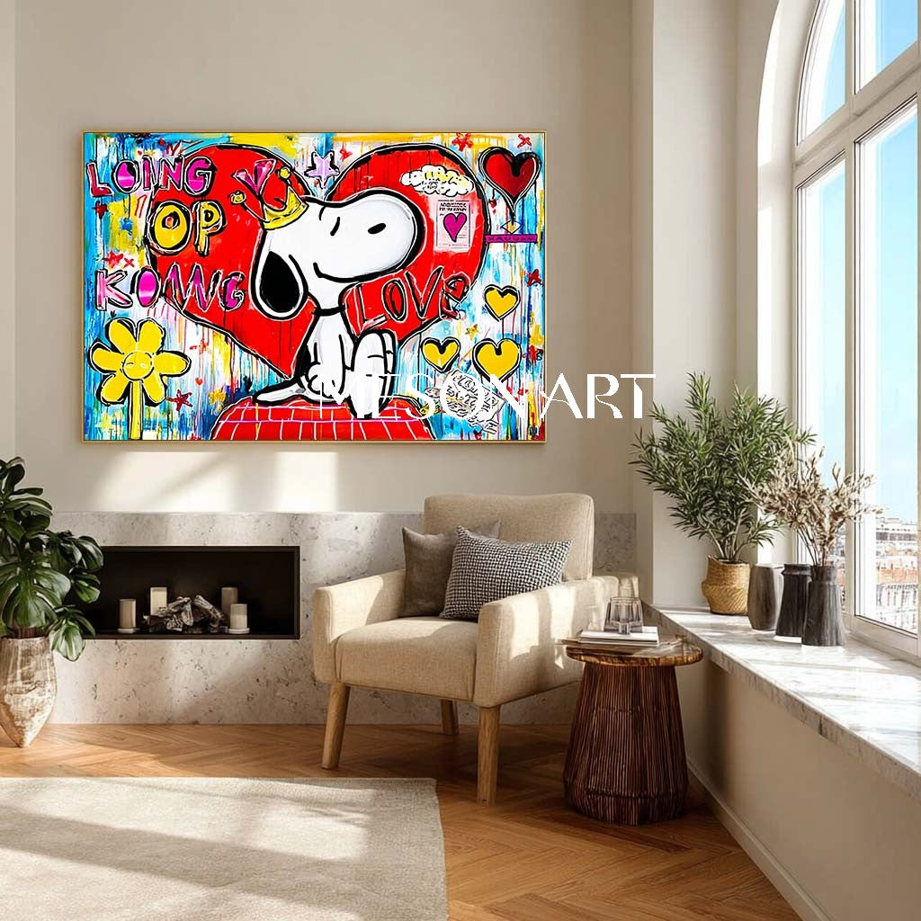 LOVE and Snoopy graffiti abstract art Snoopy pop art Snoopy and LOVE wall art decoration