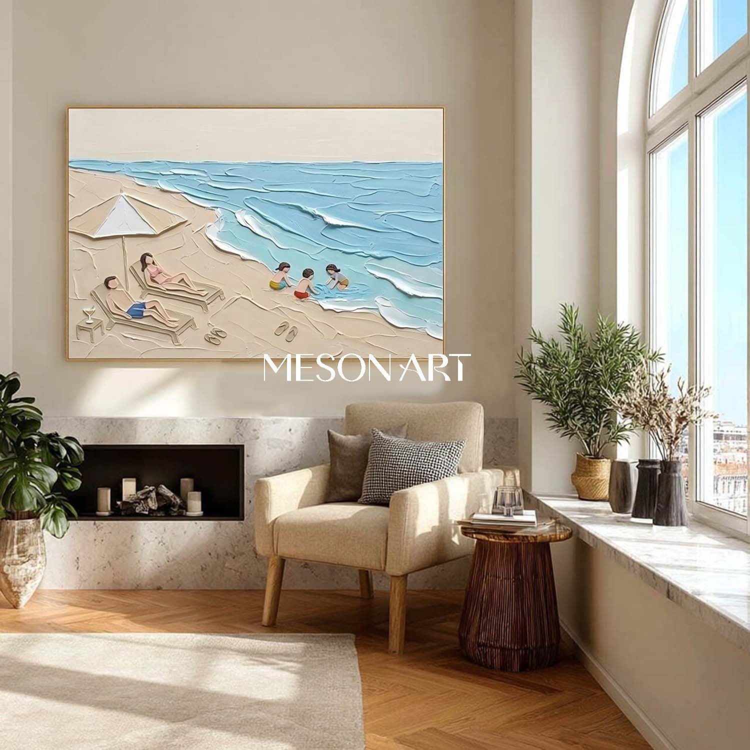 Beach And Sand Art Family Beach Painting Modern Minimalist Wall Decor