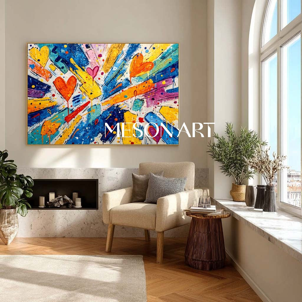 Love heart graffiti abstract art for sale Love heart graffiti home wall art decoration ideas