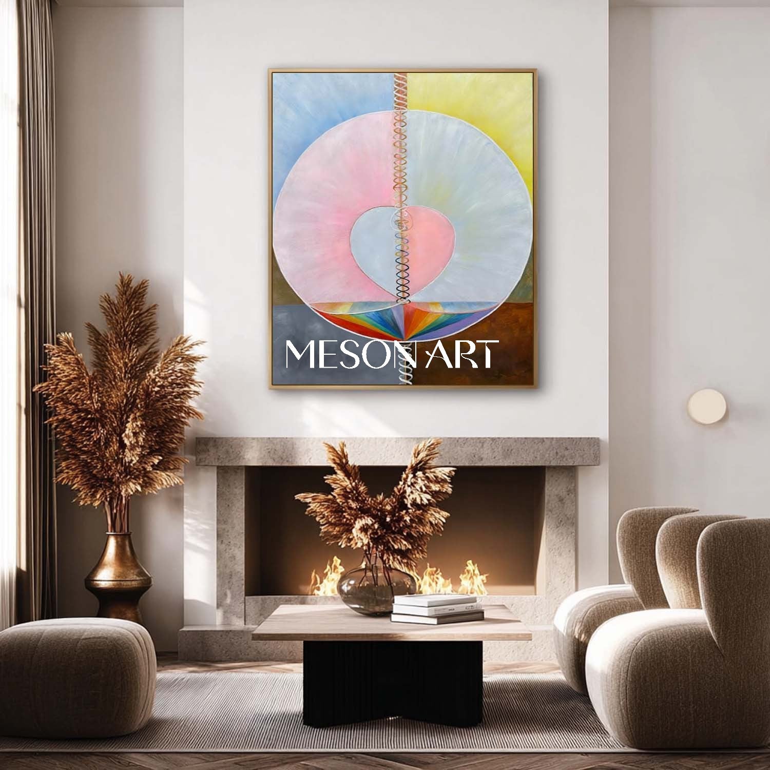 Hand-Painted Dreamy Abstract Oil Painting - Soft Pastel Geometric Wall Art