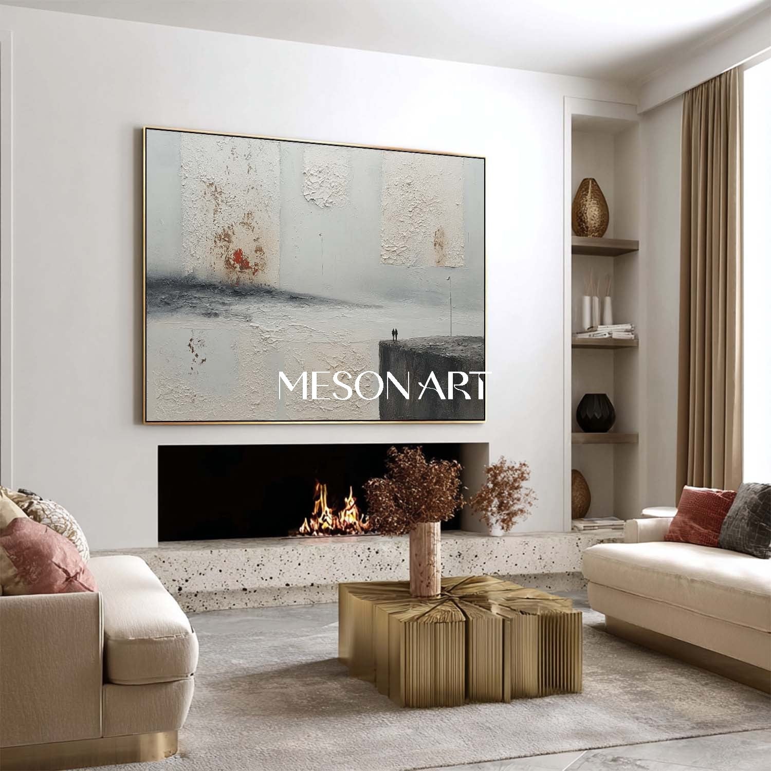 Horizontal Grey Abstract Art for Sale 3D Grey Abstract Wall Art Decor
