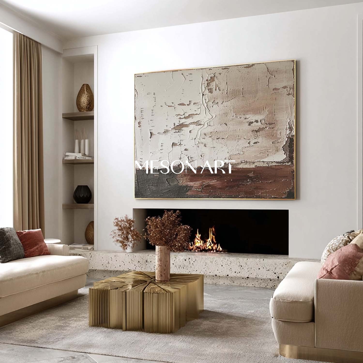 Minimalist Wabi-Sabi Painting – Neutral Tones & Rustic Texture