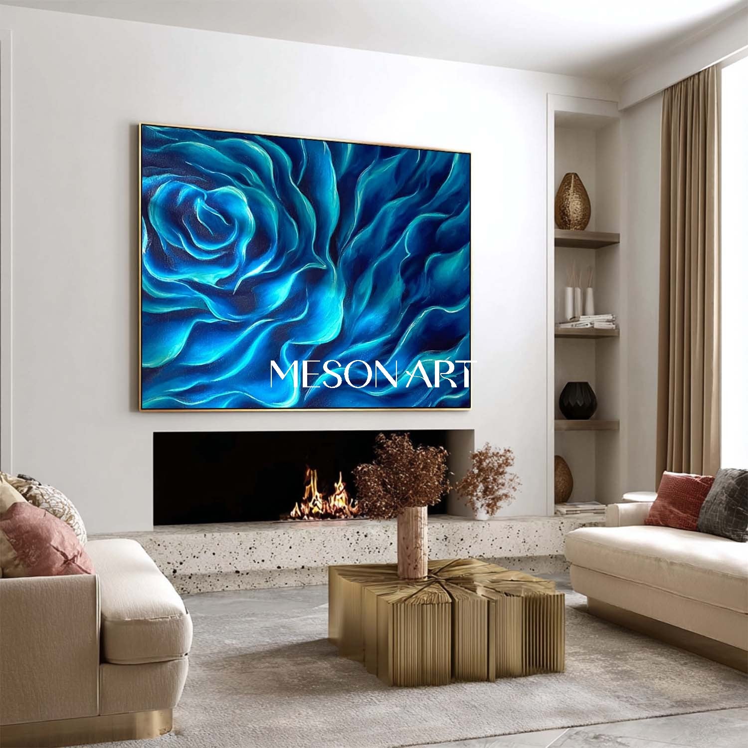 Buy Blue Rose Abstract Painting Ocean Inspired Luxuray Wall Art Decor