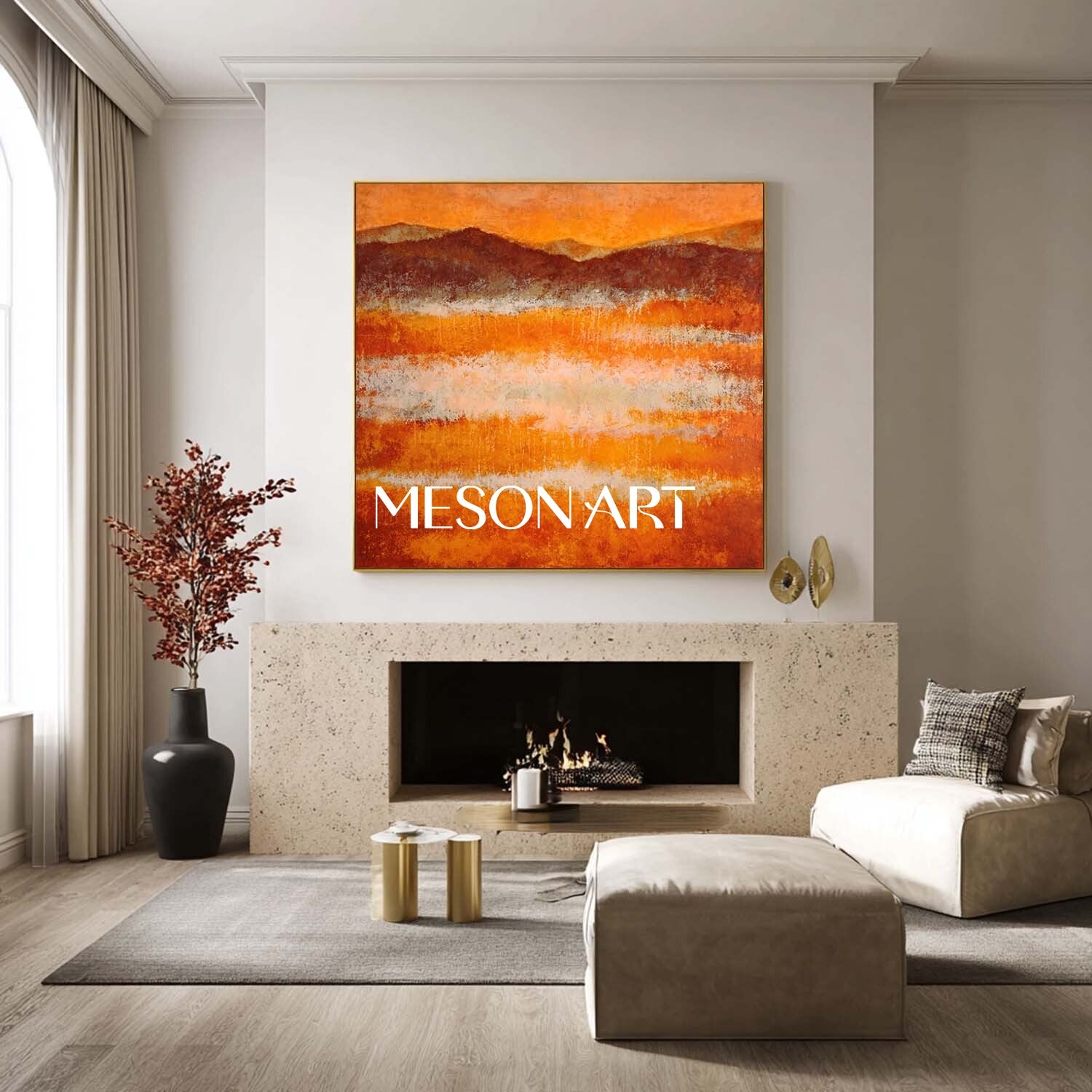 Fall Art Wall Decor Abstract Autumn Colors Canvas for Modern Decor
