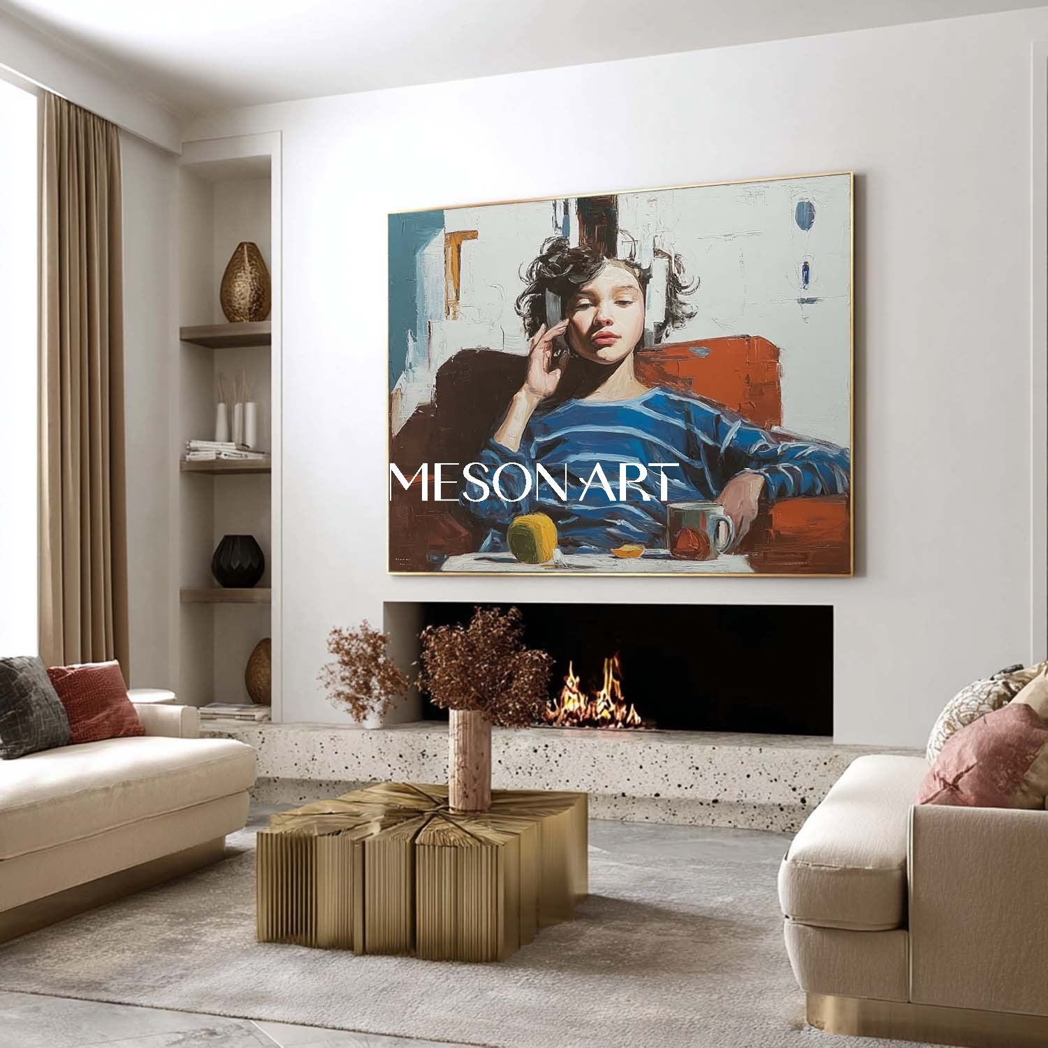 Hyperrealist Portrait Oil Painting – Modern Figurative Wall Art