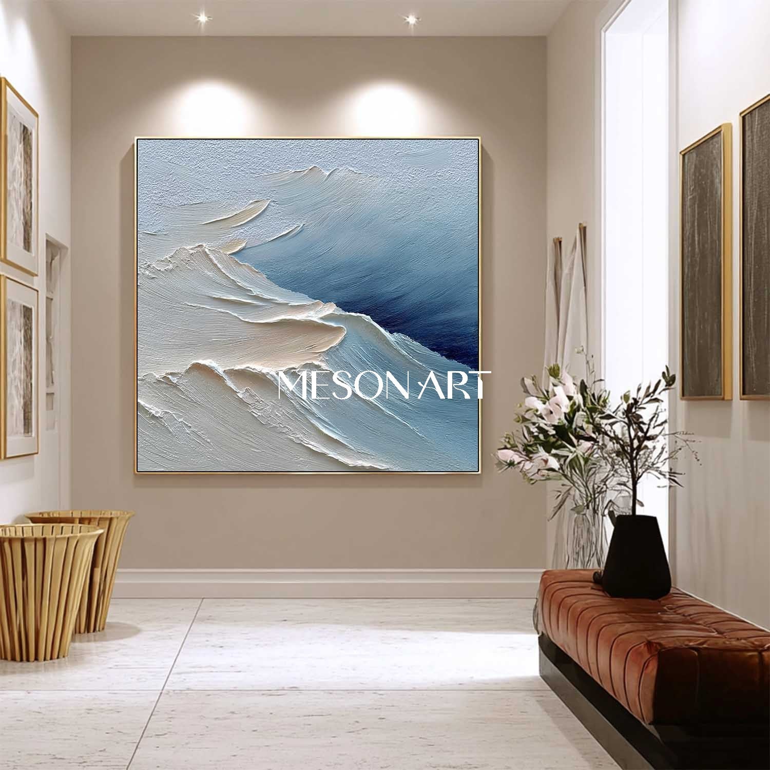 3D Large Fireplace Abstract Snow Mountain Canvas Wall Art for Sale