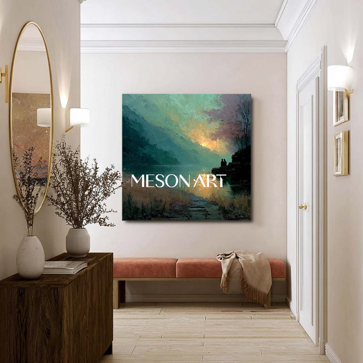 Landscape Wall Art Romantic Sunset Lake Canvas Nature Wall Decor