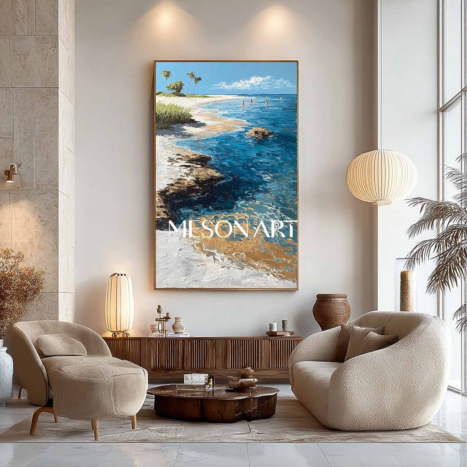 Ocean View Wall Art Beach Sunset Canvas Coastal Landscape Art Summer Beach Decor