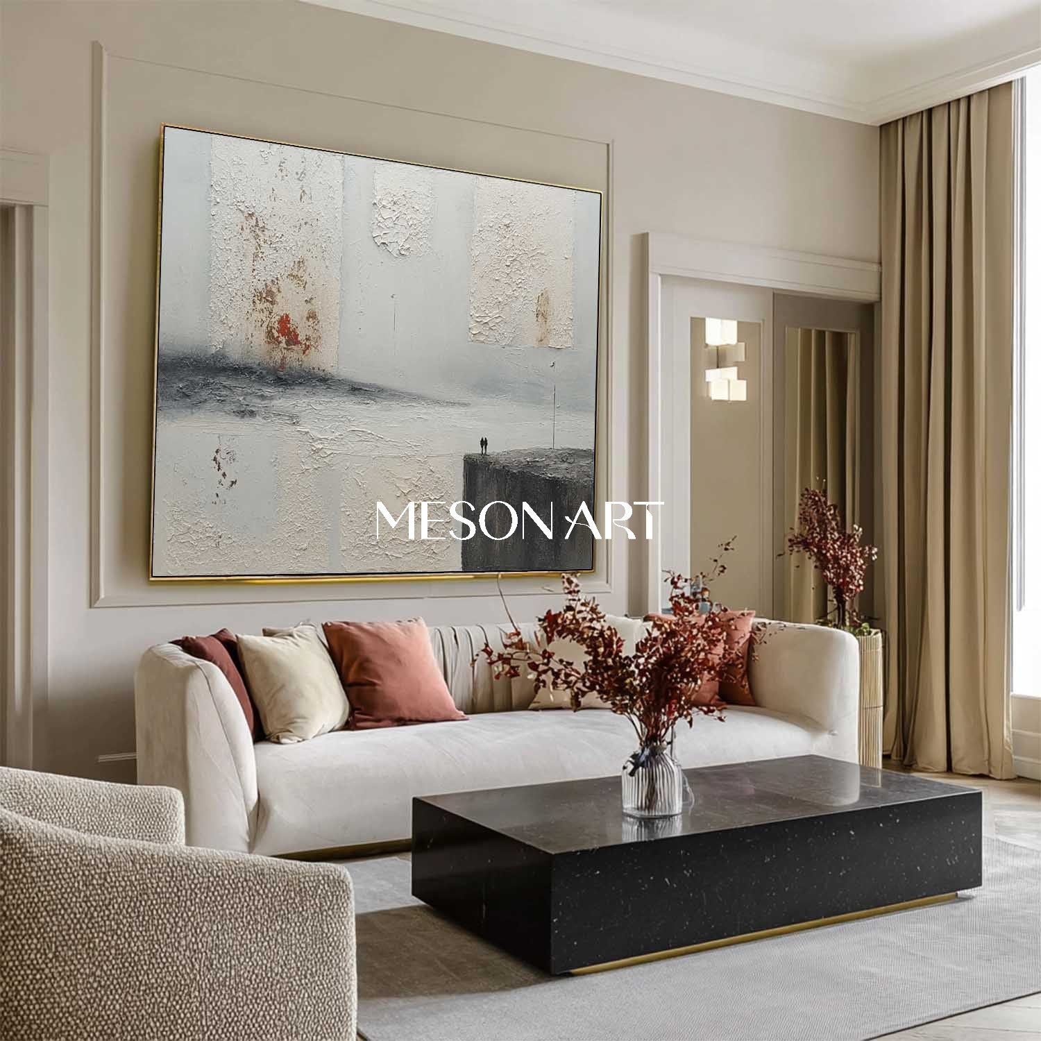 Horizontal Grey Abstract Art for Sale 3D Grey Abstract Wall Art Decor