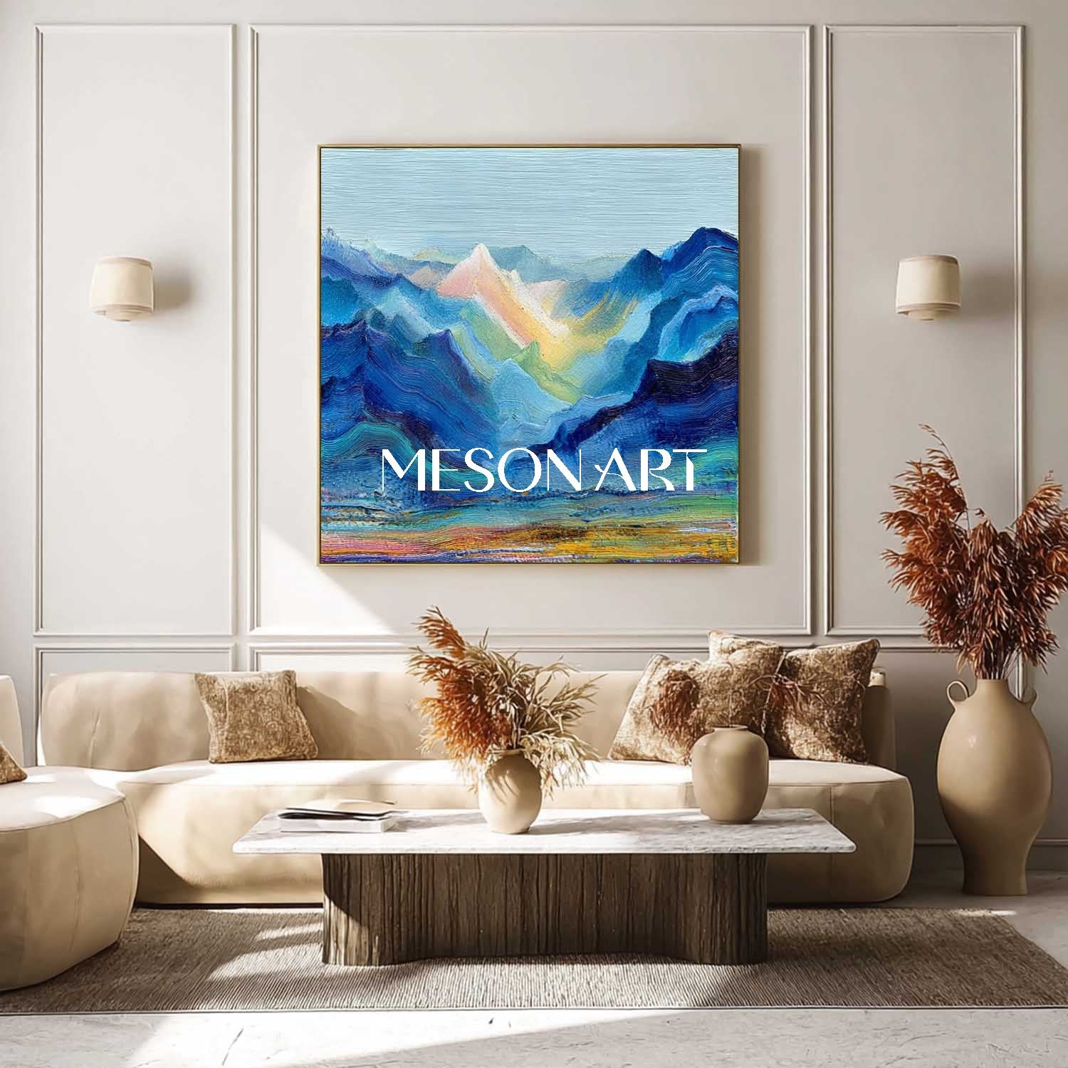 Silent Ridge – Textured Blue Mountain Landscape Wall Art