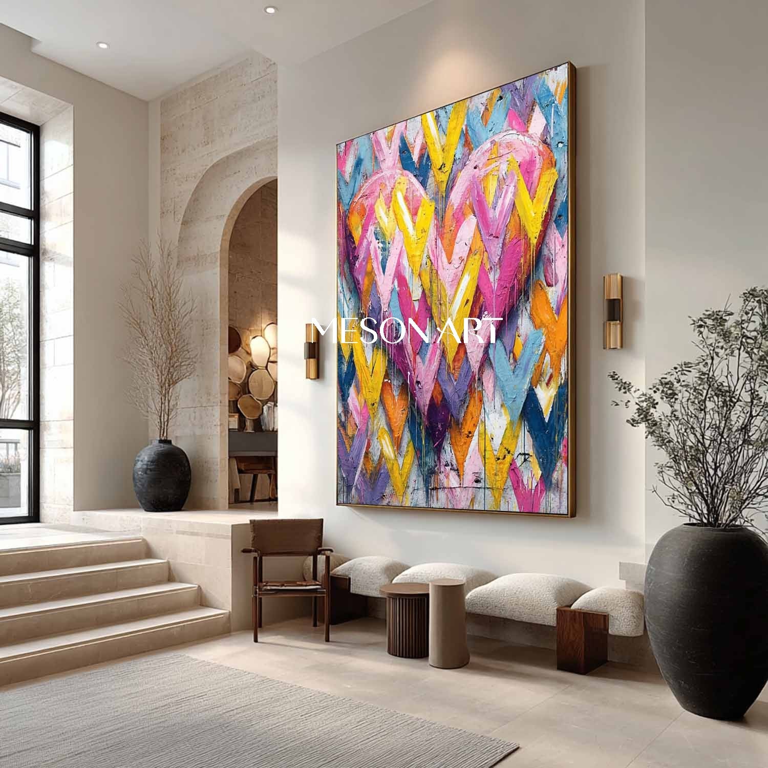 Heart shaped graffiti abstract canvas art Heart shaped wall decoration ideas Valentine's day heart gift