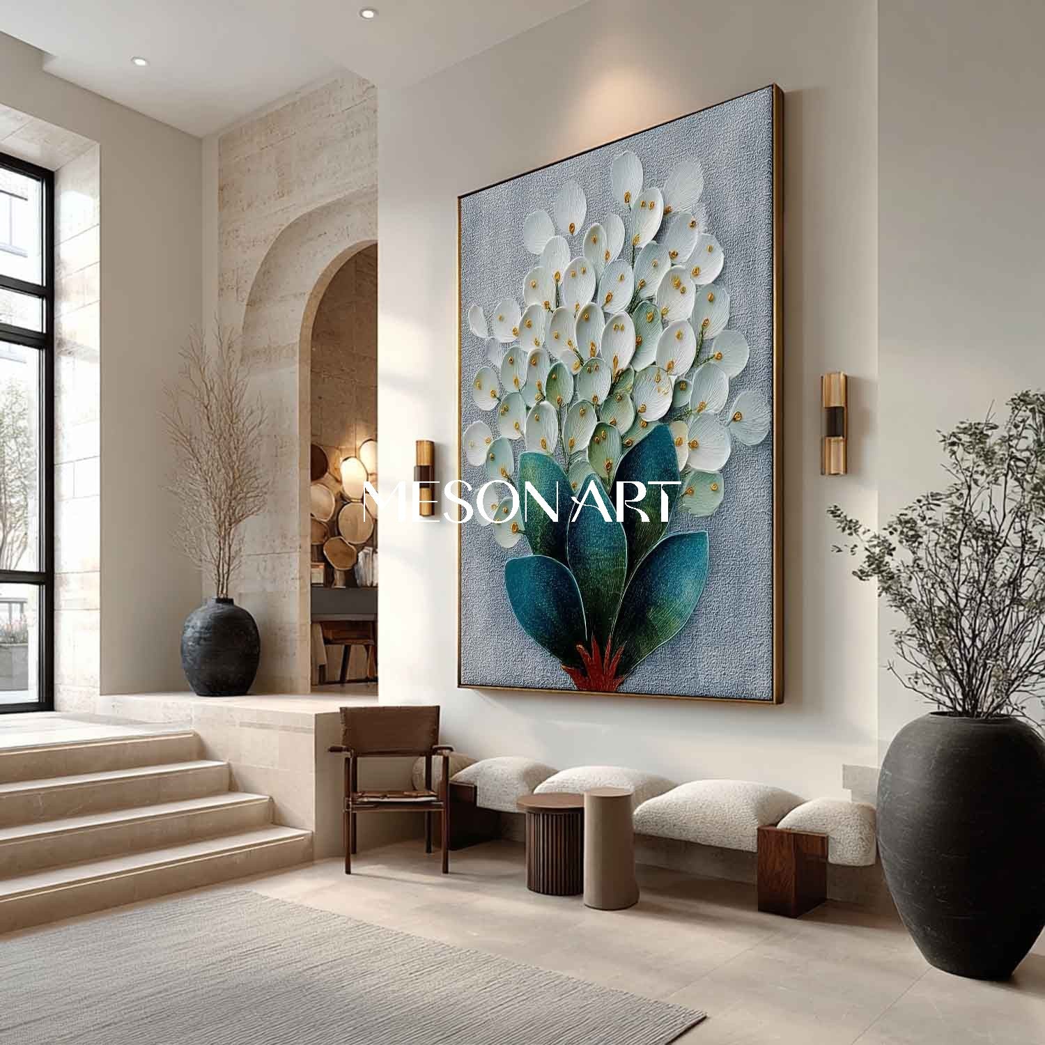 Ready-to-Hang Framed Floral Painting Hallway Botanical Wall Art Unique Floral Wall Art Shop