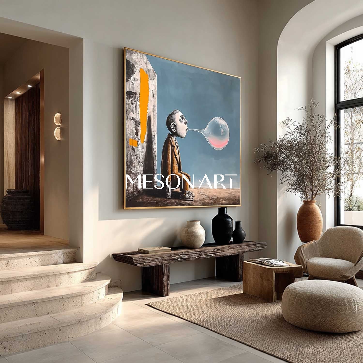 Solitary Bubblegum Moment – Surreal Abstract Art for Modern Spaces