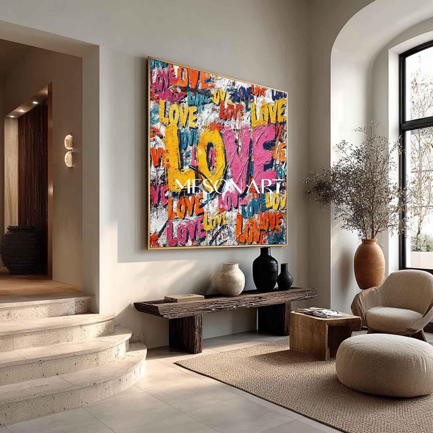LOVE Graffiti Abstract Canvas Art for Sale Couple Wall Decoration Ideas Valentine's Day LOVE Artwork Gift