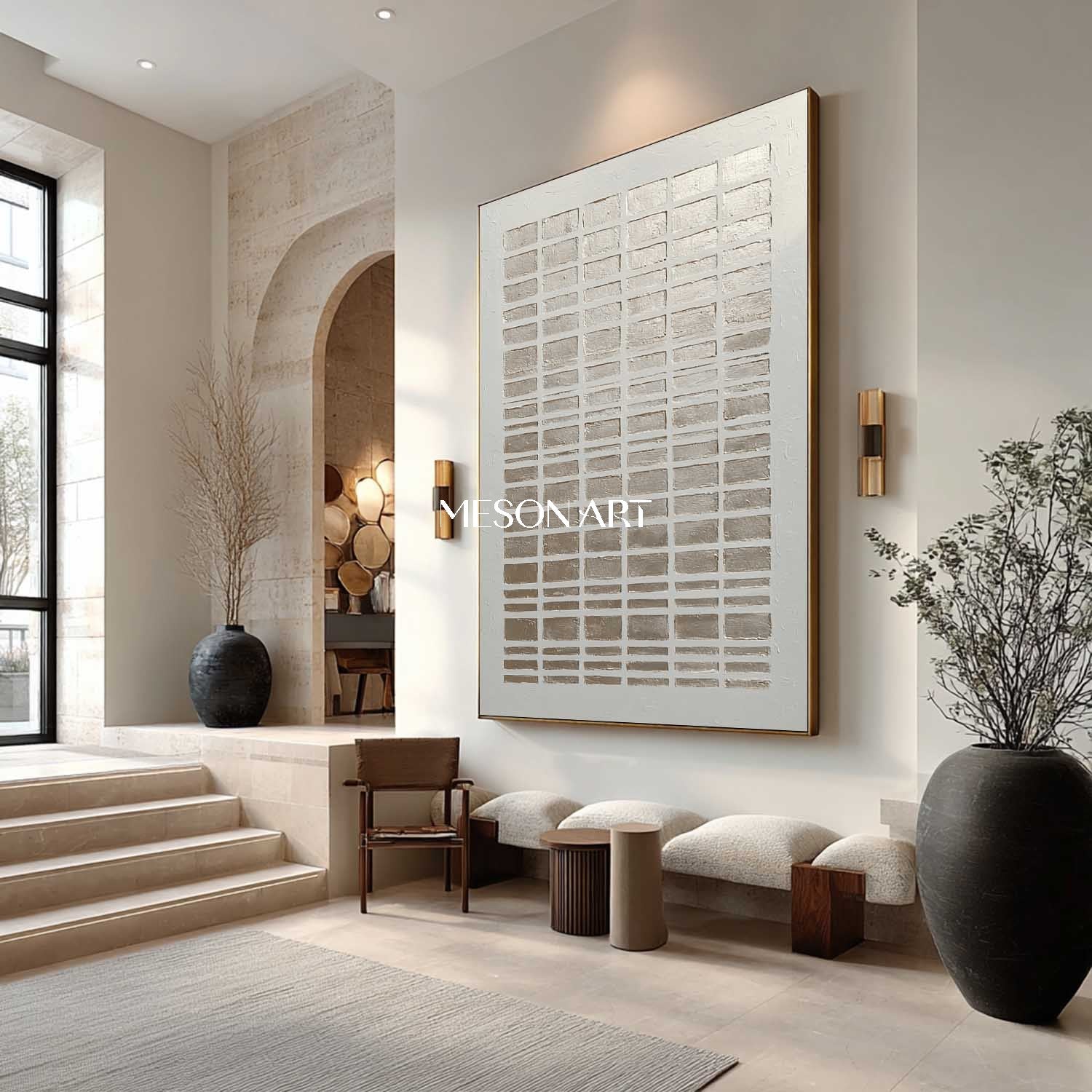 Modern luxury home minimalist wall decor ideas gold and white abstract texture canvas art for sale