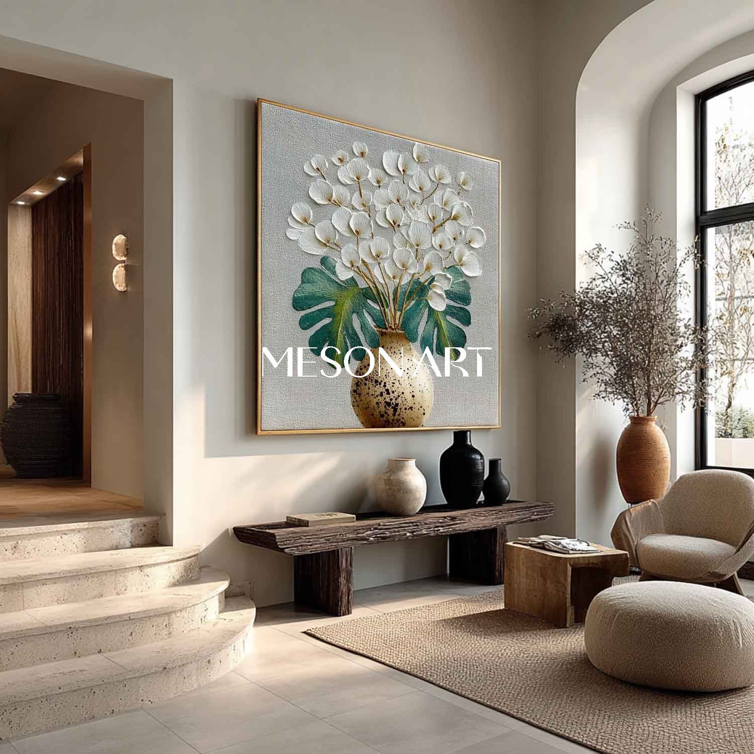 Modern Floral Canvas Made-to-Order Flower Paintings Abstract Floral Art for Minimalist Homes
