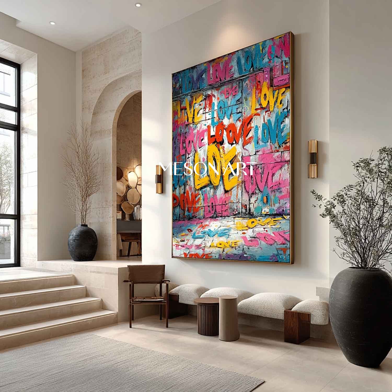 LOVE Graffiti Abstract Canvas Art New House Wall Decoration Ideas Valentine's Day LOVE Artwork Gift
