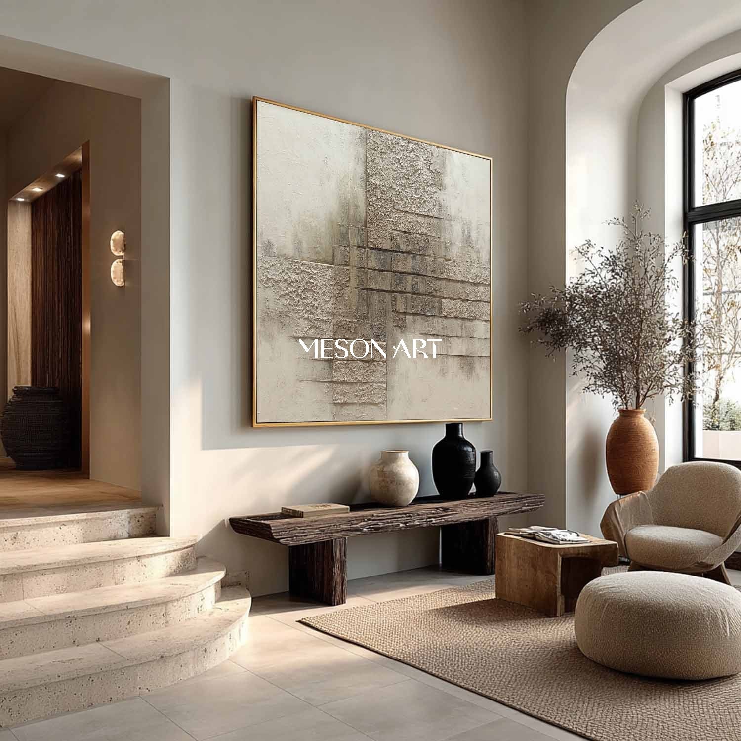 Grey and Brown Abstract Painting Grey and Brown Textured Canvas Art for Sale Wabi Sabi Art