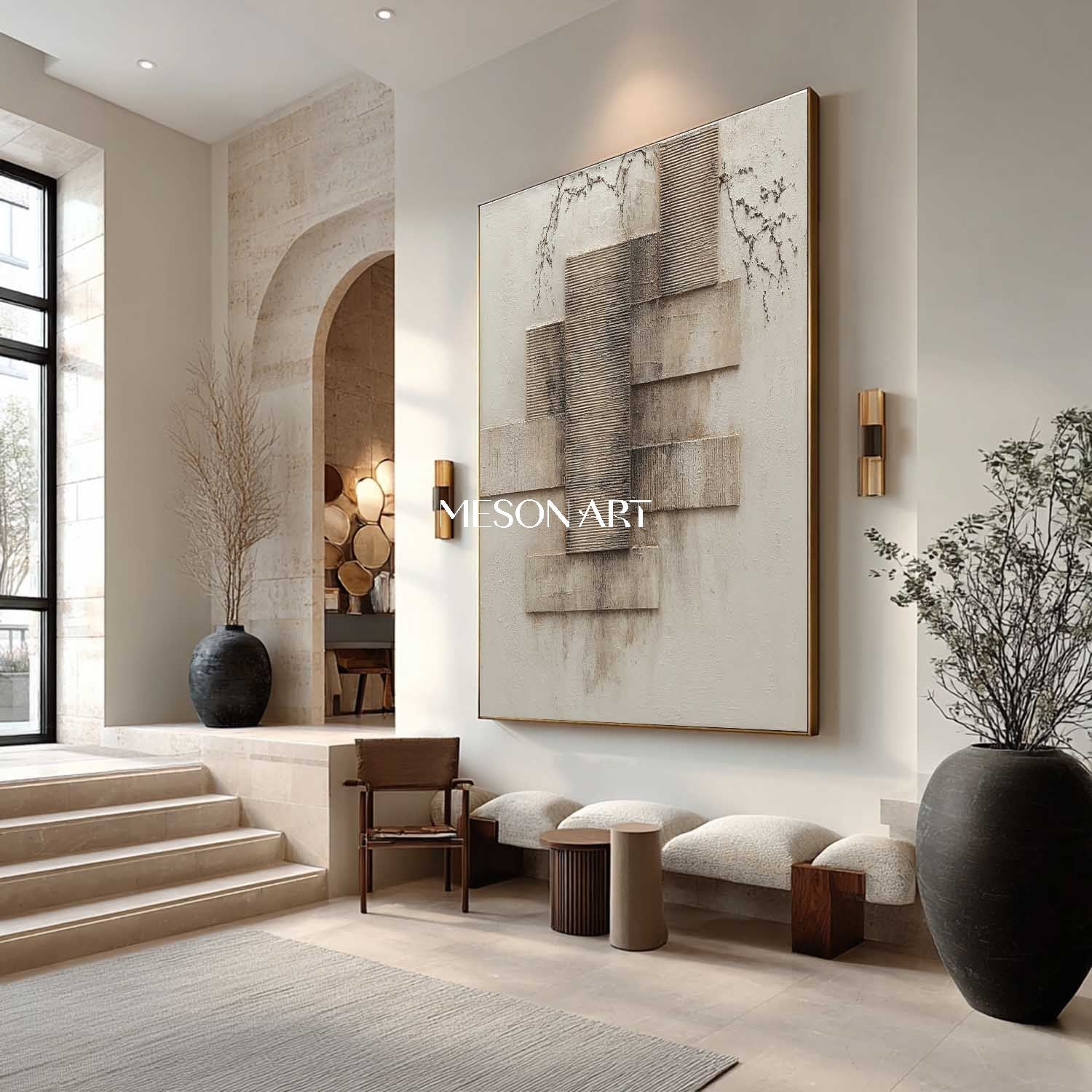 Interior design wall decor ideas Earth tone abstract texture canvas art for sale Wabi-sabi art