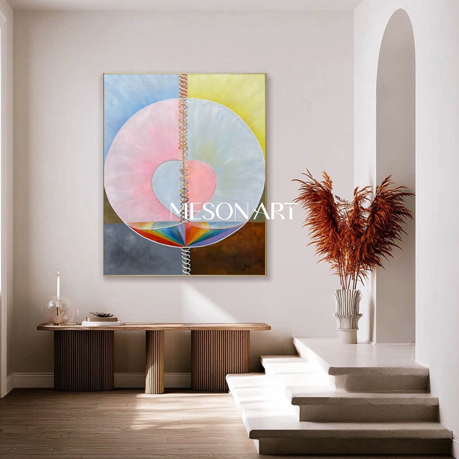 Hand-Painted Dreamy Abstract Oil Painting - Soft Pastel Geometric Wall Art