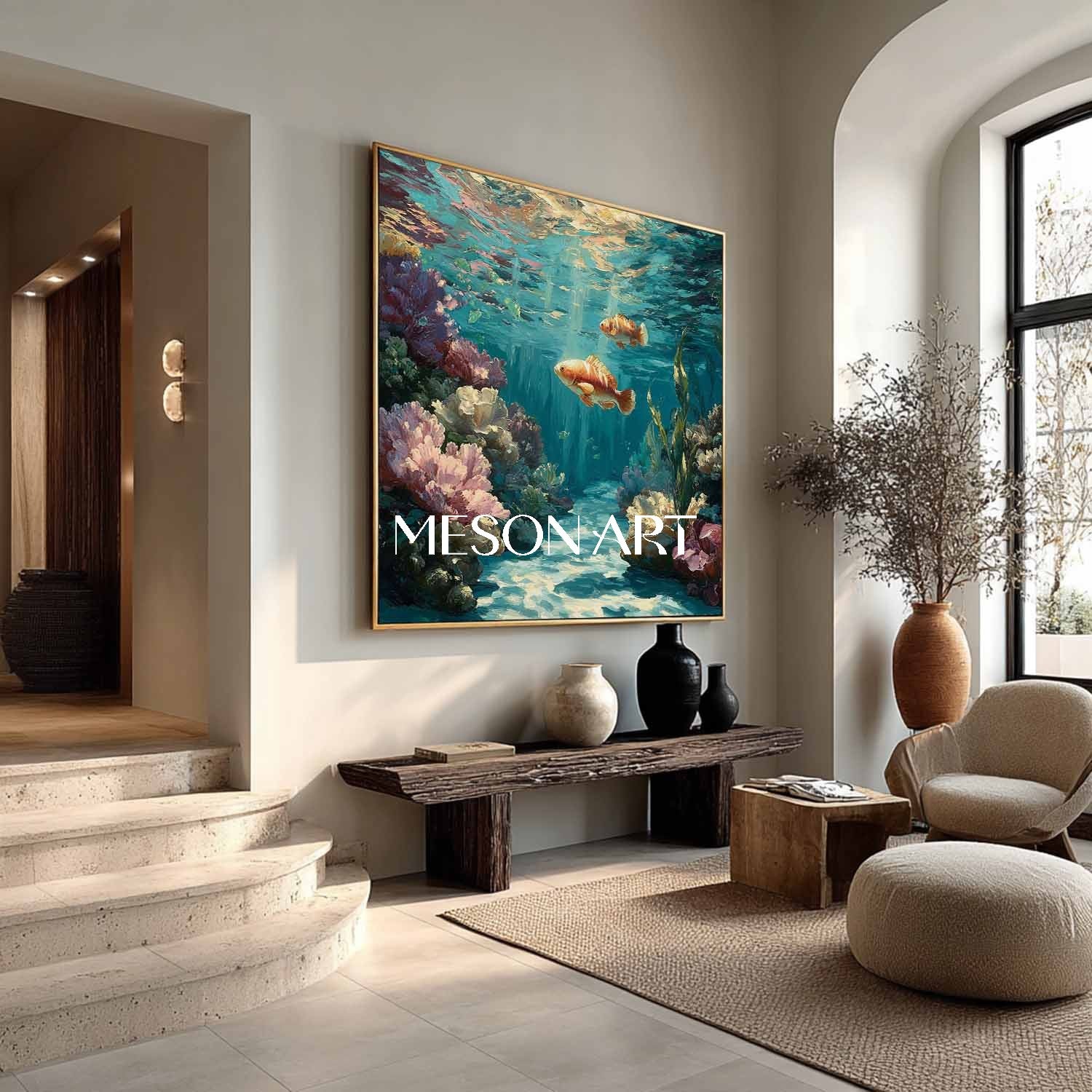 Undersea coral canvas art for sale Summer underwater wall art decor Summer painting