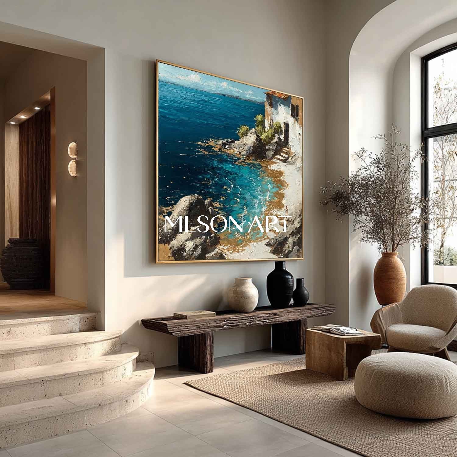 Beach Theme Wall Decor For Coastal Interiors Seaside Painting For Entryway Sea Wall Decor