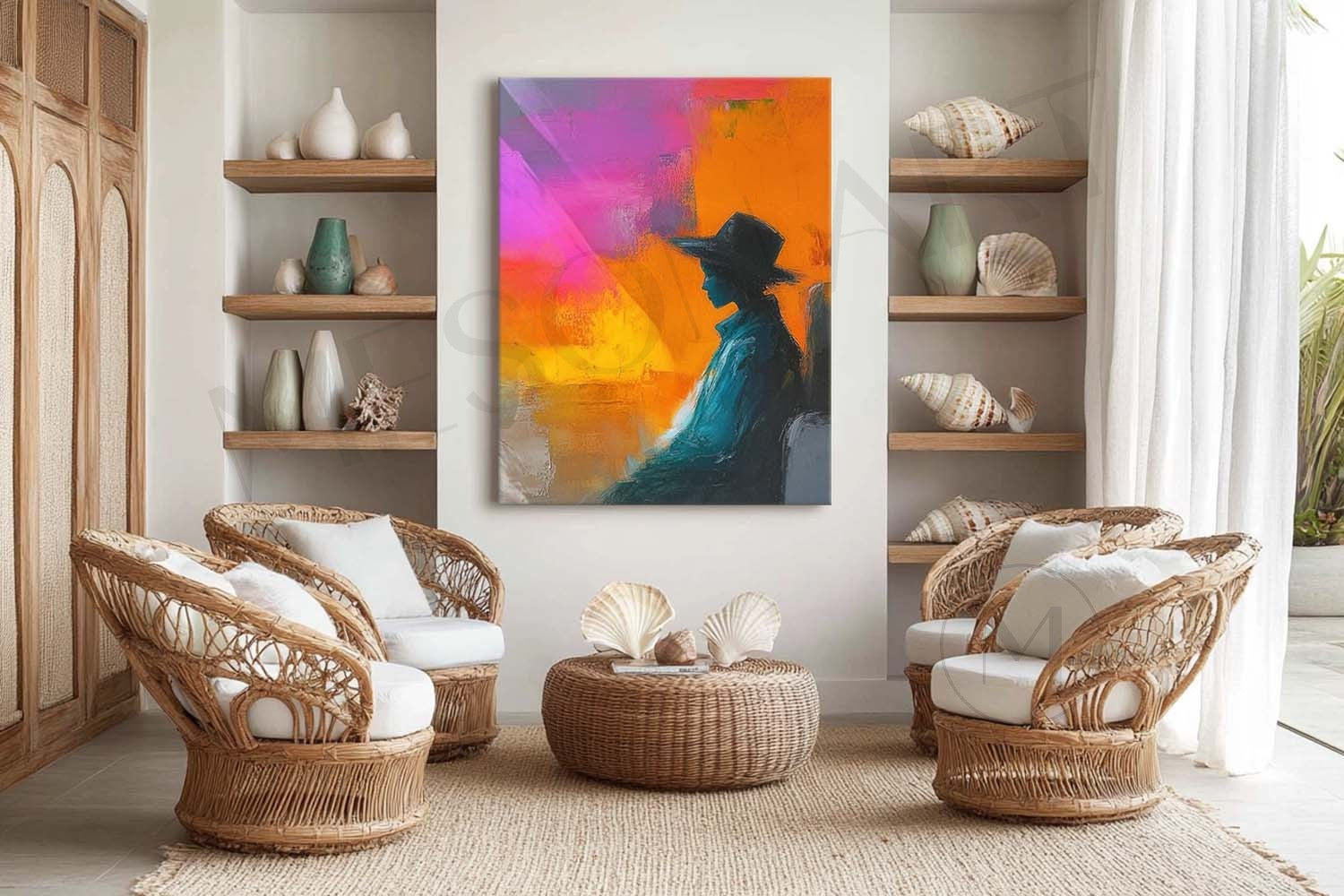 Large Colorful Abstract Female Canvas Art Contemporary Palette Abstract Girl Wall Art Palette Girl Oil Painting