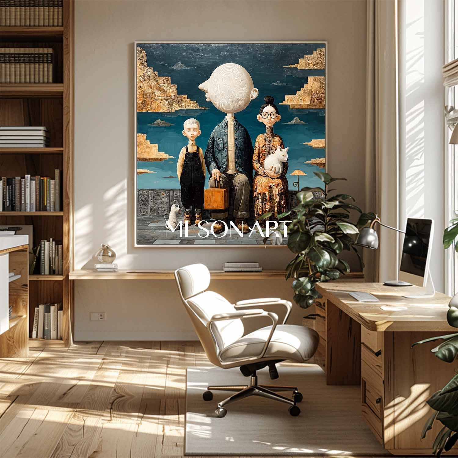 Blue Sky Surrealist Contemporary Acrylic Painting Office Wall Art On Sale