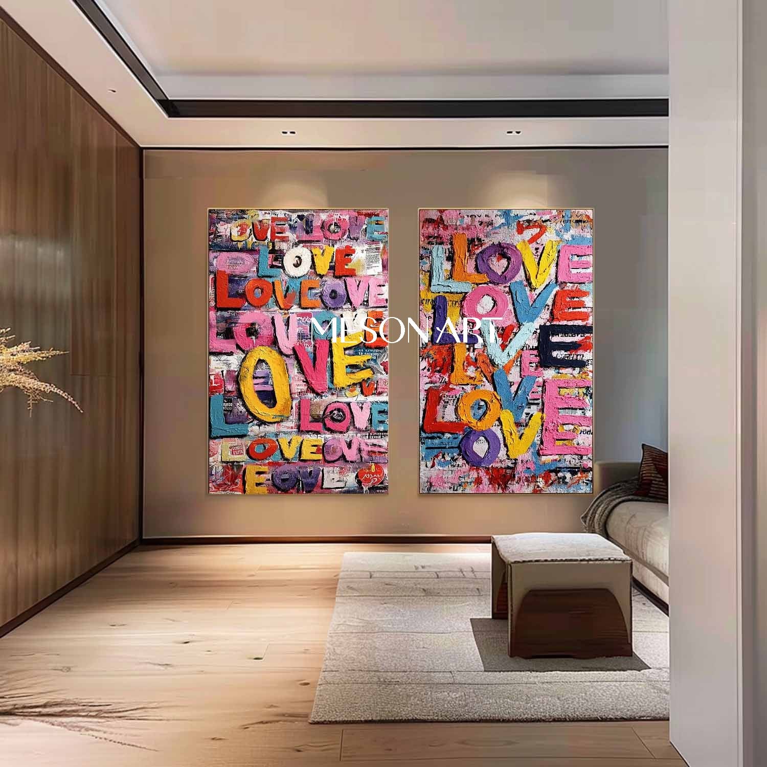 Large 2-piece LOVE wall art decoration New house decoration ideas Valentine's Day LOVE art gift