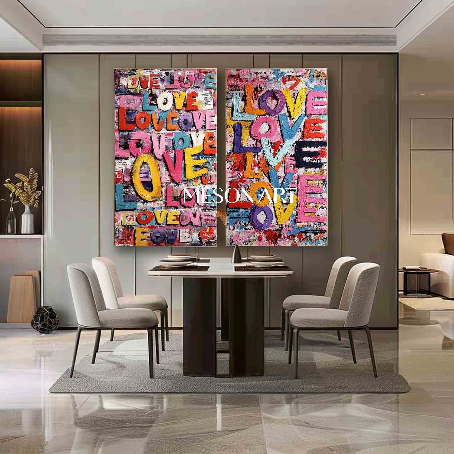 Large 2-piece LOVE wall art decoration New house decoration ideas Valentine's Day LOVE art gift