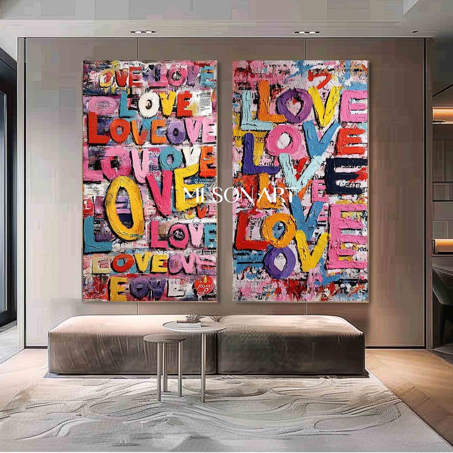 Large 2-piece LOVE wall art decoration New house decoration ideas Valentine's Day LOVE art gift