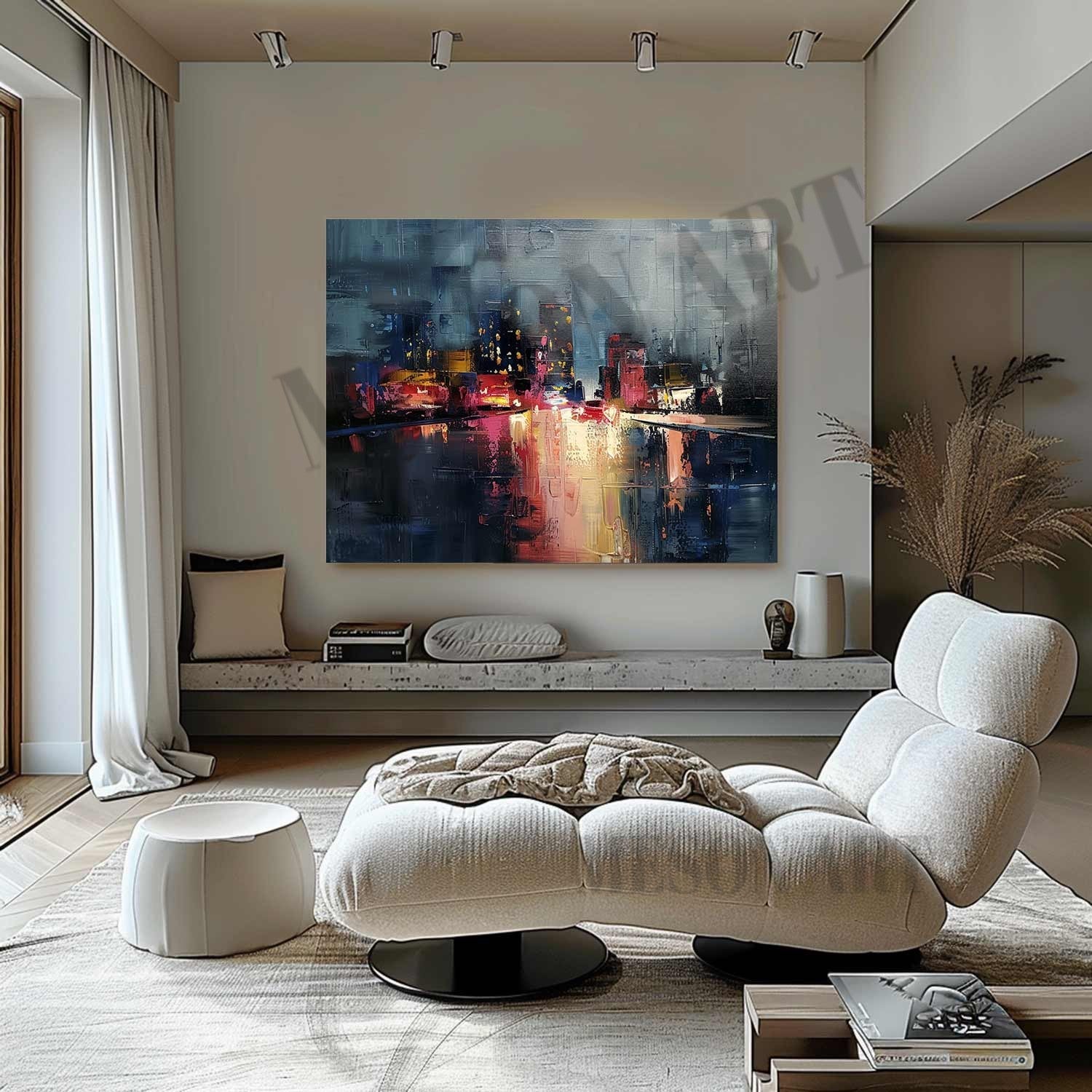 New York Night Scene Colorful Painting City Night Scene Canvas Art for Sale City Night Scene Wall Art