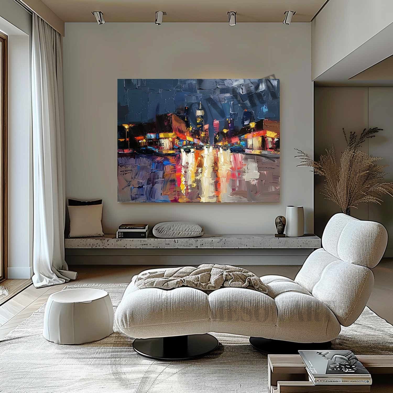 Las Vegas City Night Scene Painting Las Vegas City Night Scene Palette Canvas Wall Art for Sale