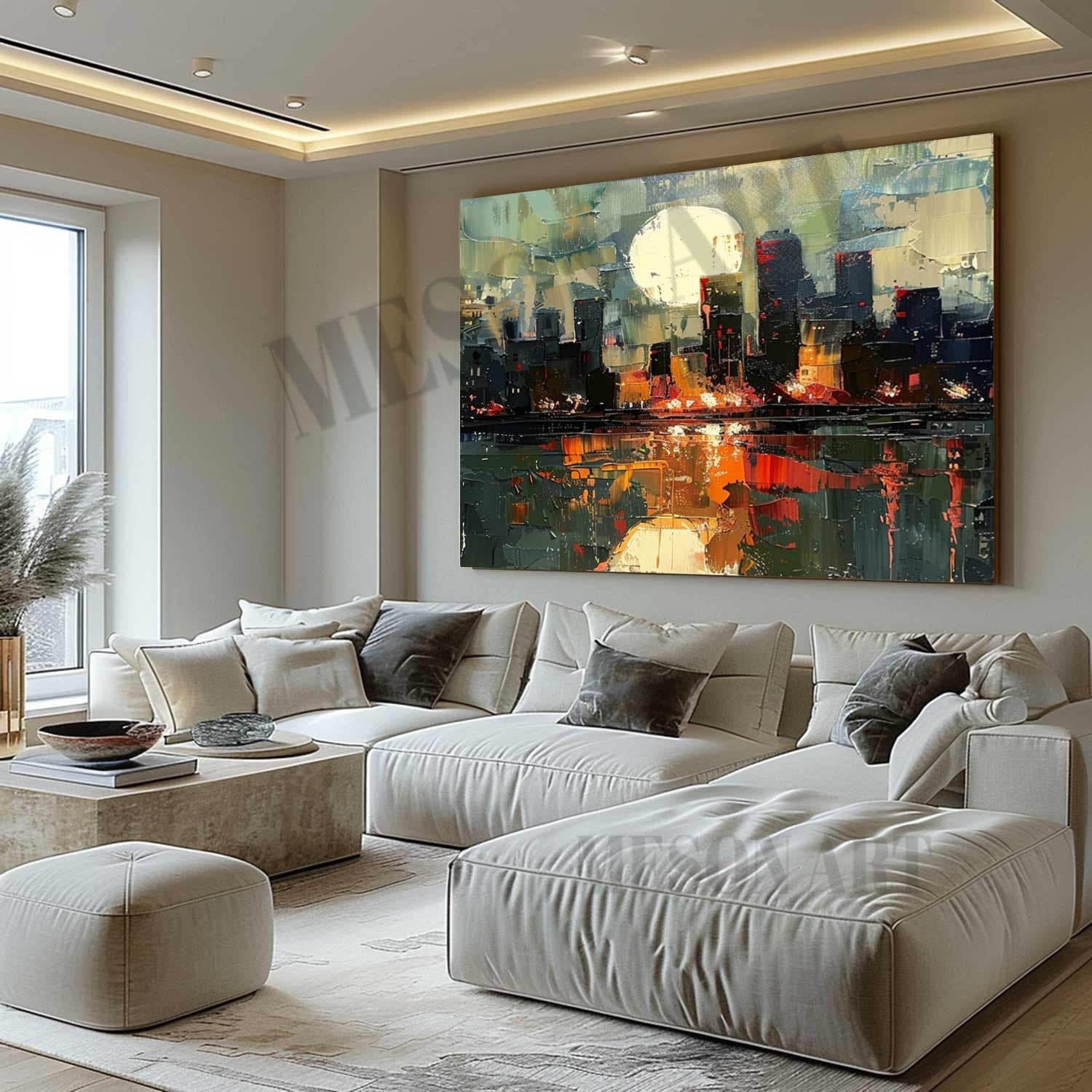 City Sunrise Abstract Colorful Painting City Sunrise Canvas Art for Sale City Sunrise Wall Art