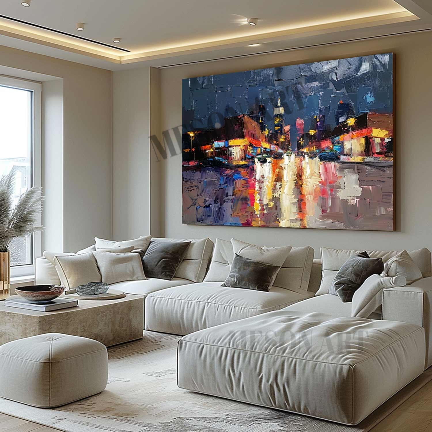 Las Vegas City Night Scene Painting Las Vegas City Night Scene Palette Canvas Wall Art for Sale