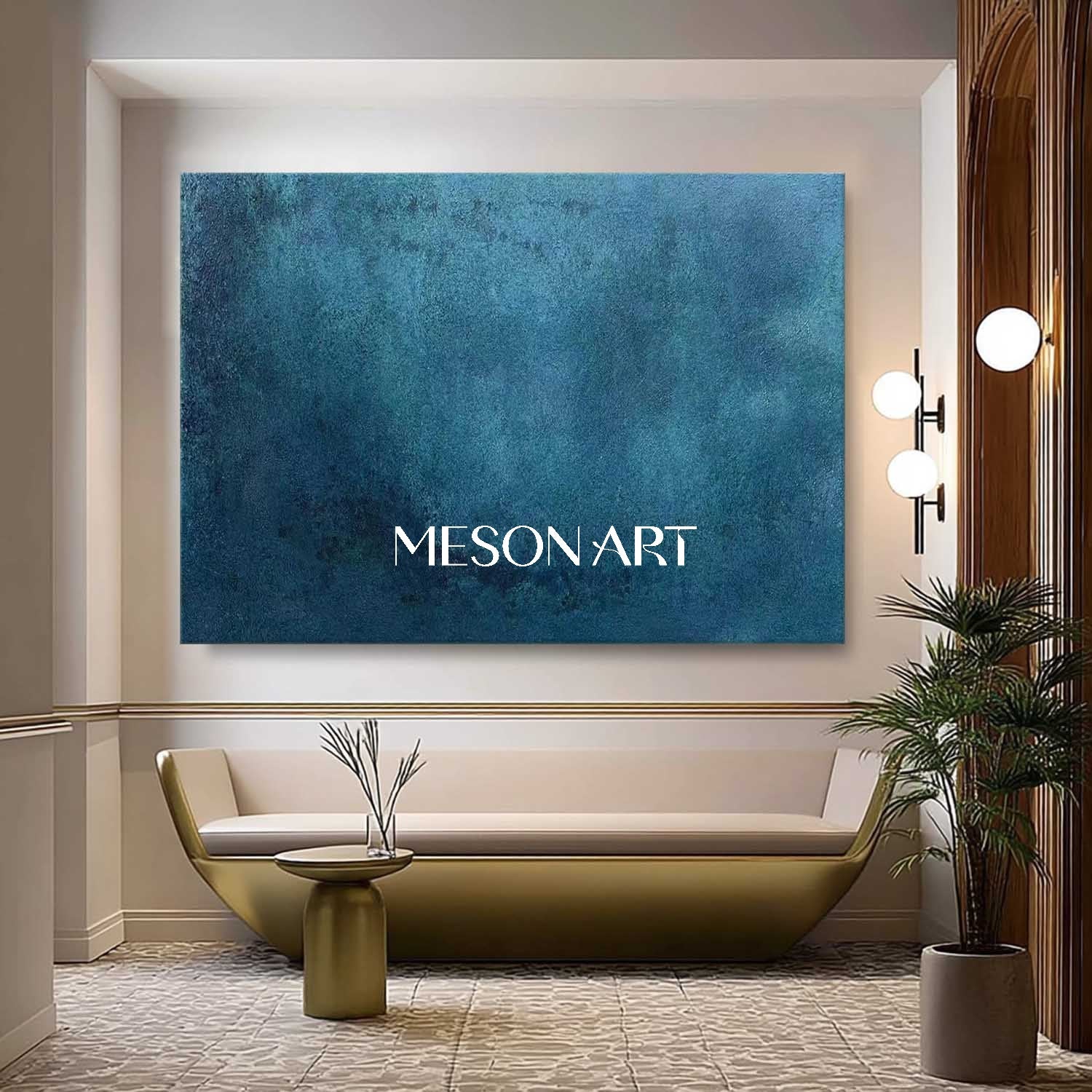 Large Blue Abstract Art Contemporary Blue Abstract Art Decor for Living Room