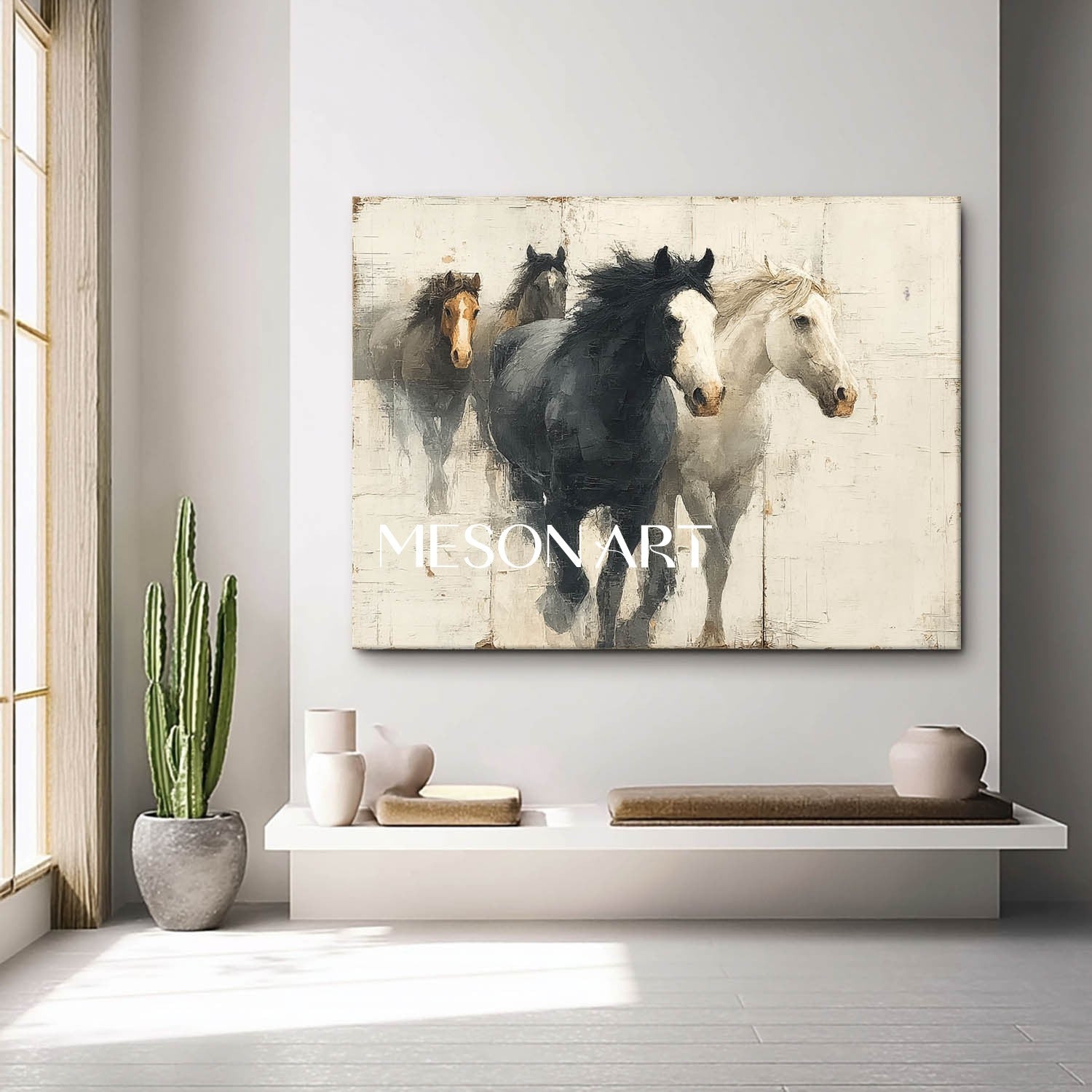 Beige and Black Horse Art for Sale Beige and Black Abstract Canvas Wall Art Decor