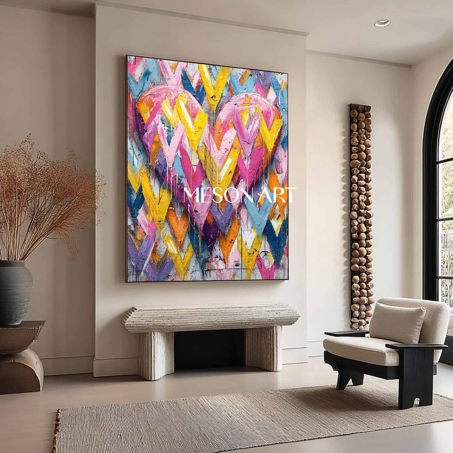 Heart shaped graffiti abstract canvas art Heart shaped wall decoration ideas Valentine's day heart gift