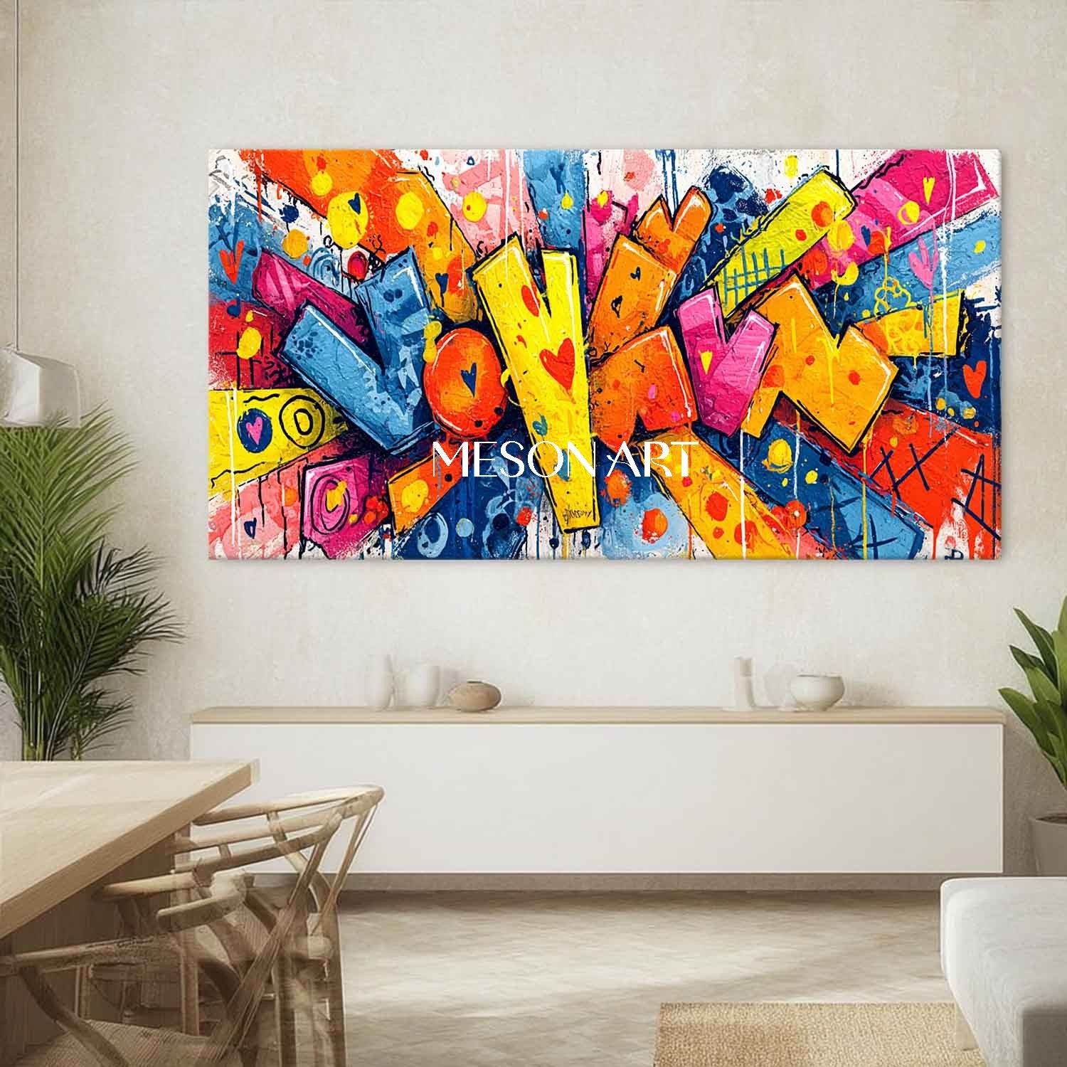 Heart shaped cartoon graffiti abstract art for sale Heart shaped graffiti wall art decoration ideas